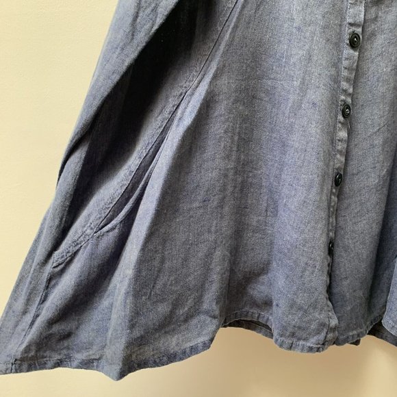 FLAX Linen Tunic Top Size Small Blue Holiday Relaxed Oversized Long Sleeves - Picture 6 of 10